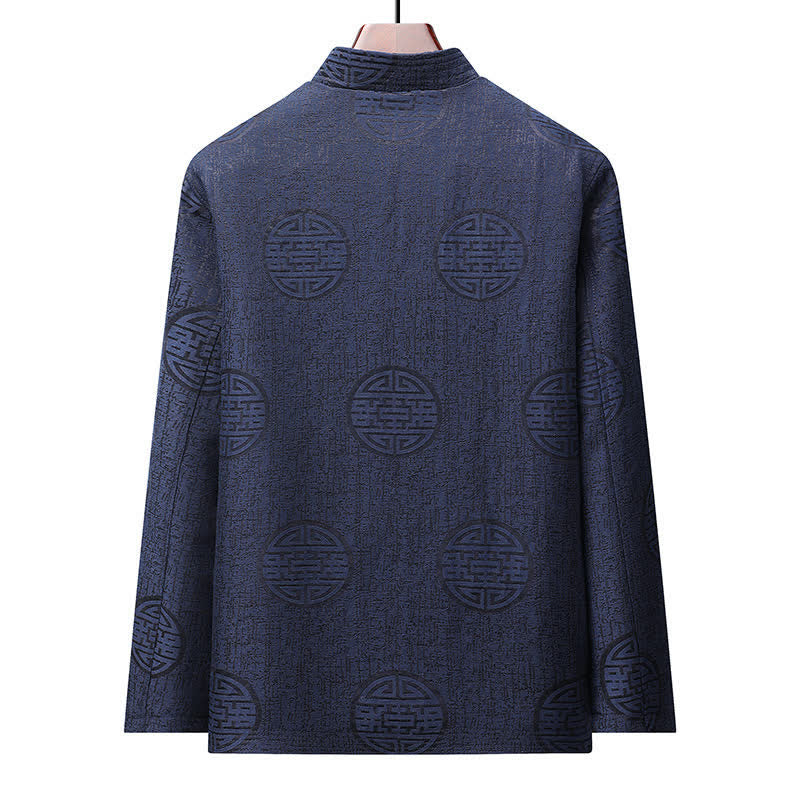 Buddha Stones Vestes homme automne-hiver vintage style Tang, à boutons grenouille et motifs géométriques, avec poches - image 1