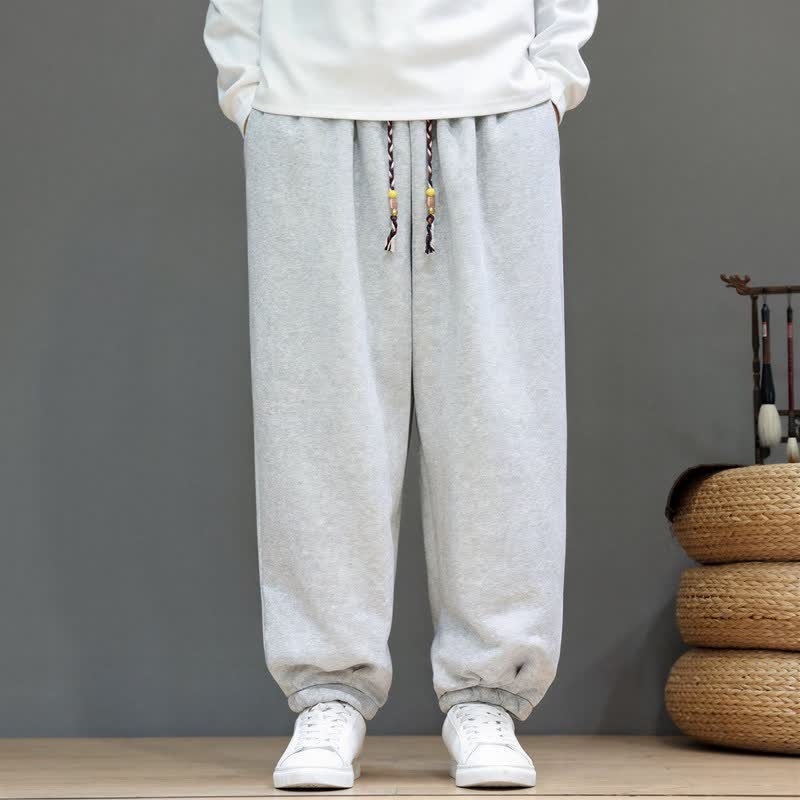 Buddha Stones Pantalon homme décontracté d'hiver minimaliste et athlétique à cordon de serrage, coupe fuselée, avec poches, longueur cheville. - image 1