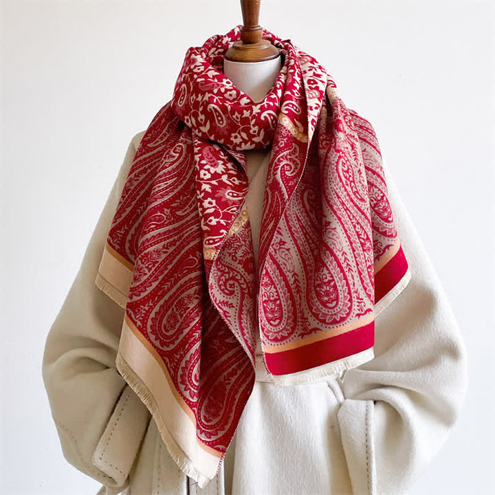 Buddha Stones Châle réversible à motif cachemire floral et vigne, printemps-automne - image 13