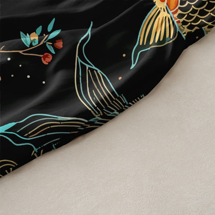 Buddha Stones Robe midi d'été décontractée pour femme, à motif floral ondulé et carpes koï, avec poches - image 2