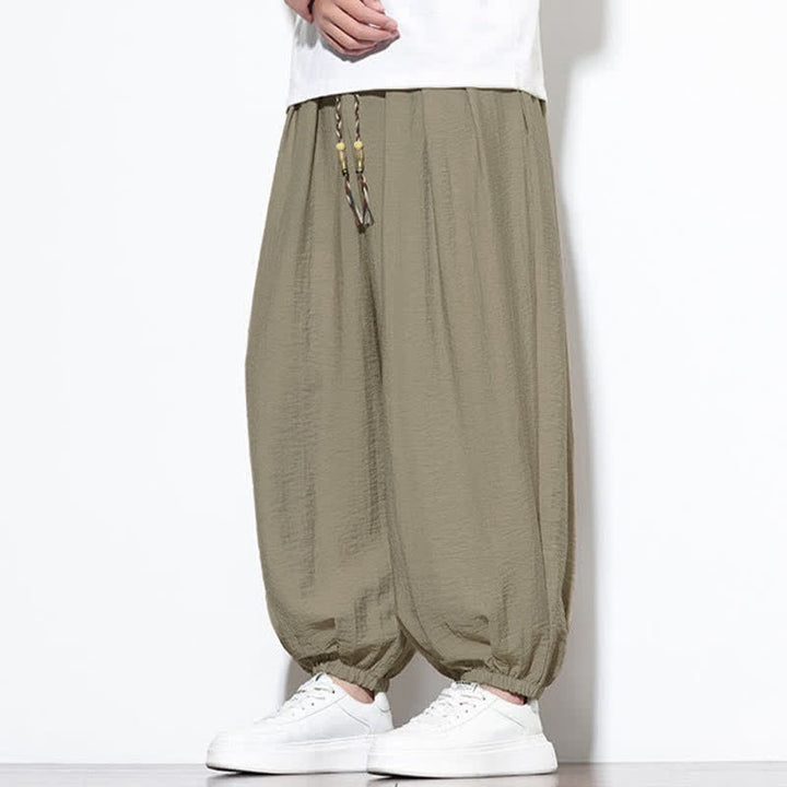 Buddha Stones Pantalon sarouel d'été bohème décontracté à cordon de serrage, uni, court, avec poches - image 31