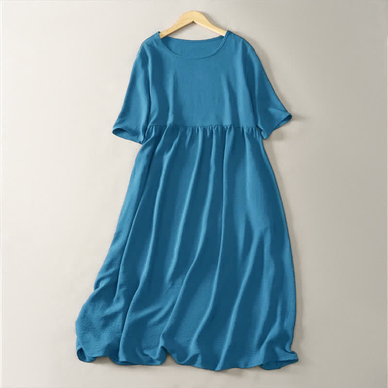 Robe d'été minimaliste et décontractée à manches courtes pour femme, avec poche , Buddha Stones - SteelBlue - US8-10, UK/AU12-14, EU40-42 (2XL) - image 0