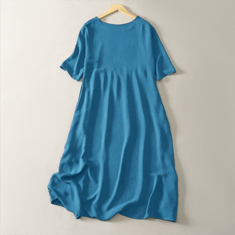 Robe d'été minimaliste et décontractée à manches courtes pour femme, avec poche , Buddha Stones - image 1