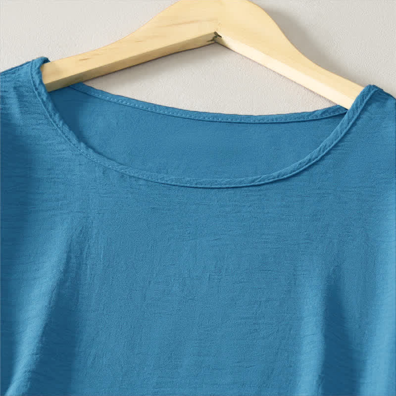 Robe d'été minimaliste et décontractée à manches courtes pour femme, avec poche , Buddha Stones - image 2