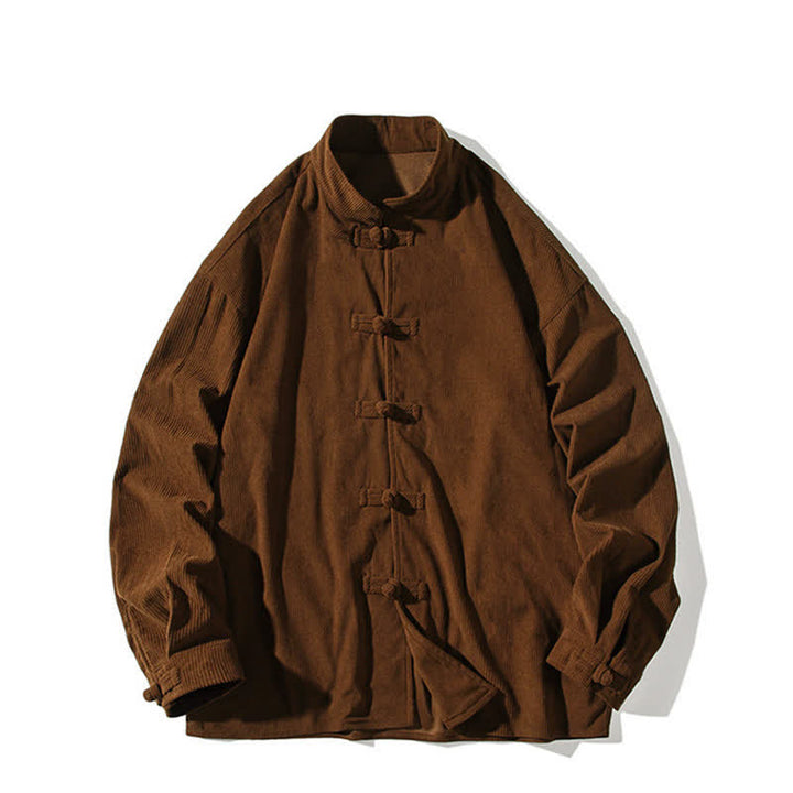 Buddha Stones Veste homme décontractée automne-hiver style Tang à boutons brandebourg en coton uni - image 10