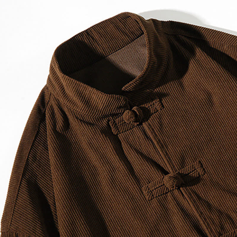 Buddha Stones Veste homme décontractée automne-hiver style Tang à boutons brandebourg en coton uni - image 11