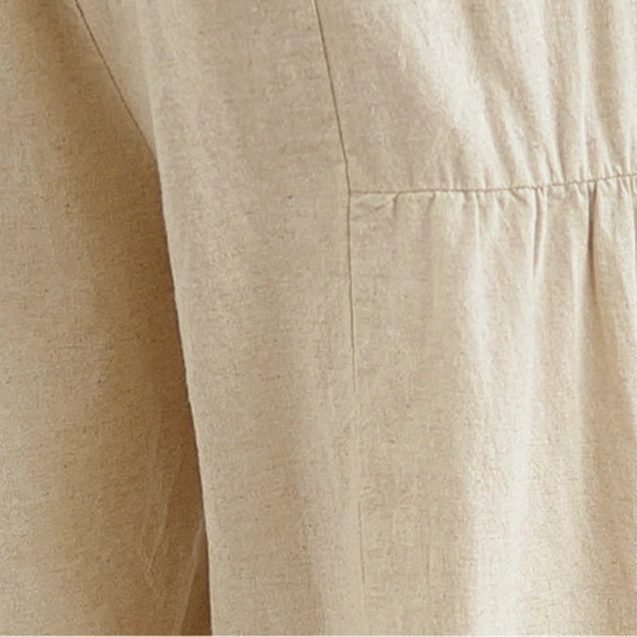 Pantalon court à jambes larges en coton uni décontracté avec empiècements en dentelle et poches, orné de Buddha Stones - image 9