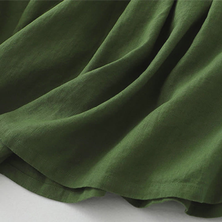 Robe midi sans manches Buddha Stones, couleur unie, col en V, boutons simples, style décontracté. - image 15