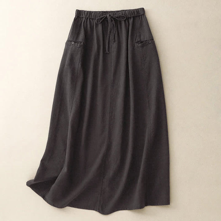 Jupe femme à cordon de serrage et taille élastique en forme de A, ornée de Buddha Stones - Gris foncé - US8-10，UK/AU12-14，EU40-42 (2XL) - image 13