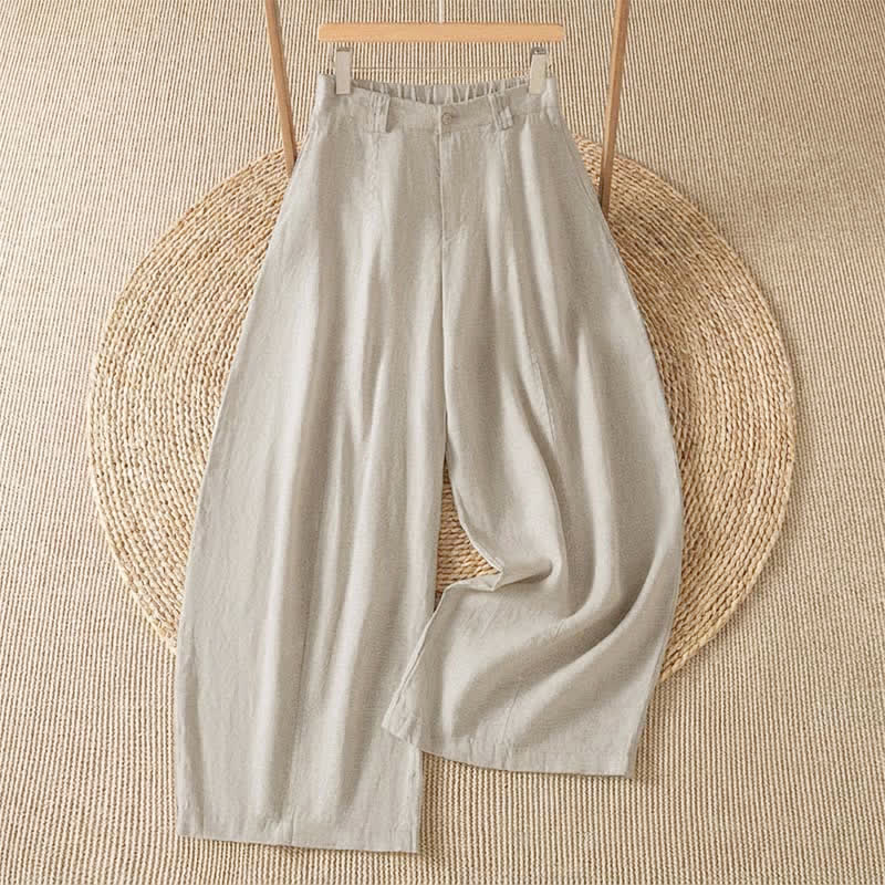 Buddha Stones Pantalon ample à jambes larges avec fermeture éclair, coupe décontractée printemps-été, et poches. - Tanné - US8-10, UK/AU12-14, EU40-42 (2XL) - image 0