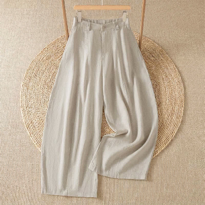 Buddha Stones Pantalon ample à jambes larges avec fermeture éclair, coupe décontractée printemps-été, et poches. - Tanné - US8-10, UK/AU12-14, EU40-42 (2XL) - image 0