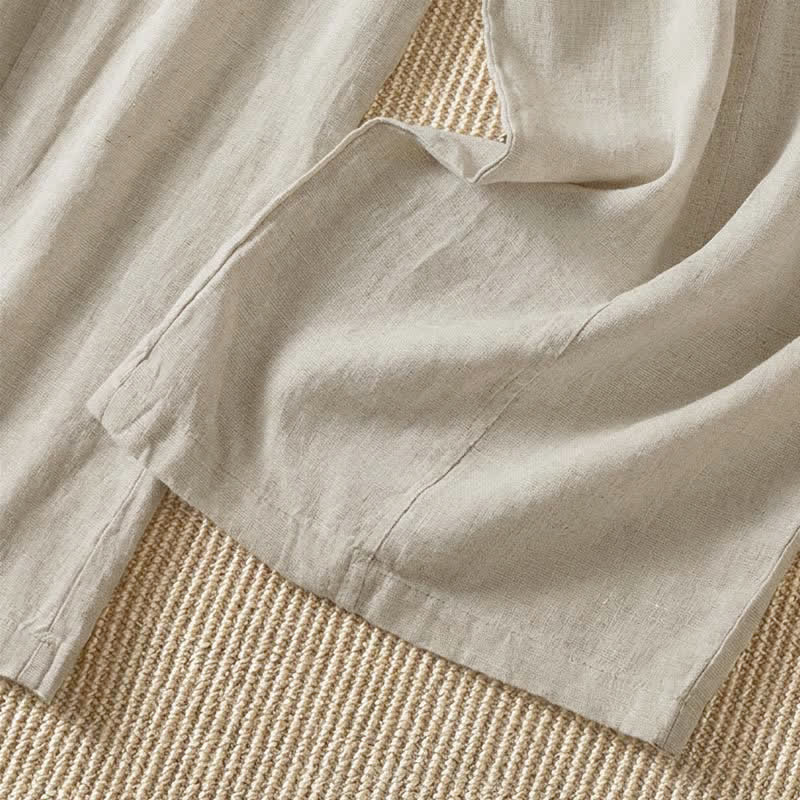 Buddha Stones Pantalon ample à jambes larges avec fermeture éclair, coupe décontractée printemps-été, et poches. - image 8