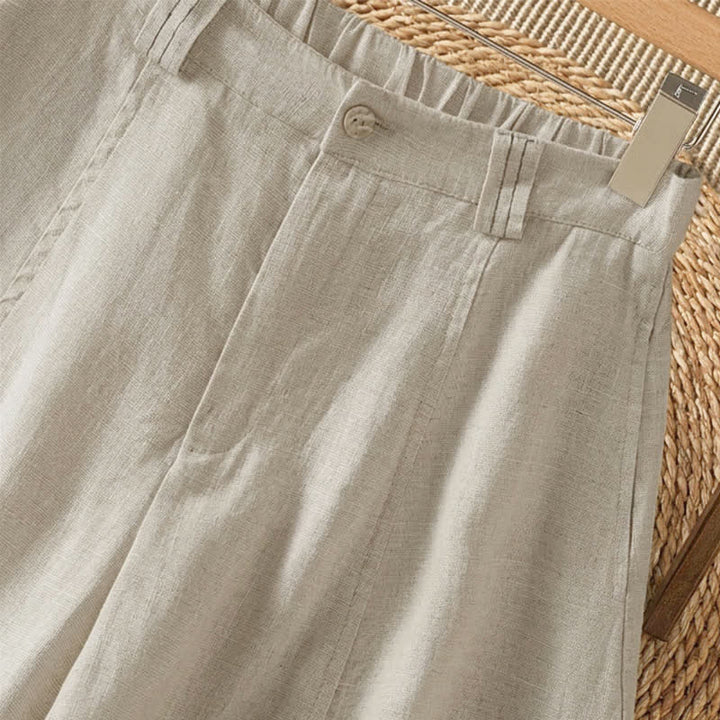 Buddha Stones Pantalon ample à jambes larges avec fermeture éclair, coupe décontractée printemps-été, et poches. - image 6