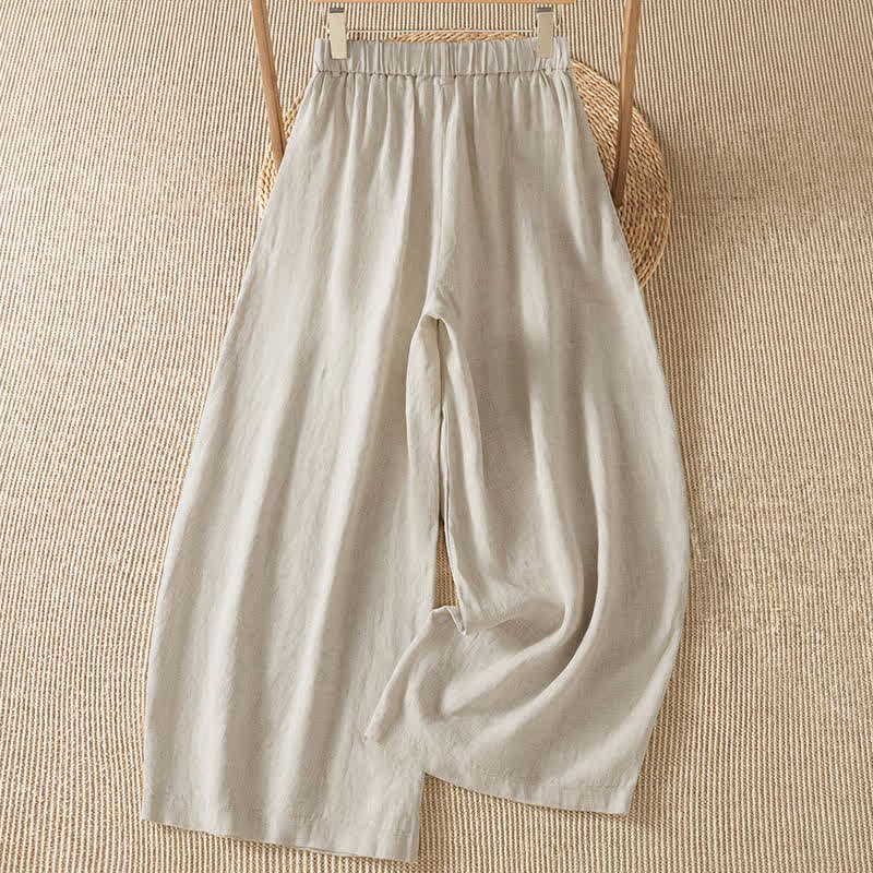 Buddha Stones Pantalon ample à jambes larges avec fermeture éclair, coupe décontractée printemps-été, et poches. - image 1
