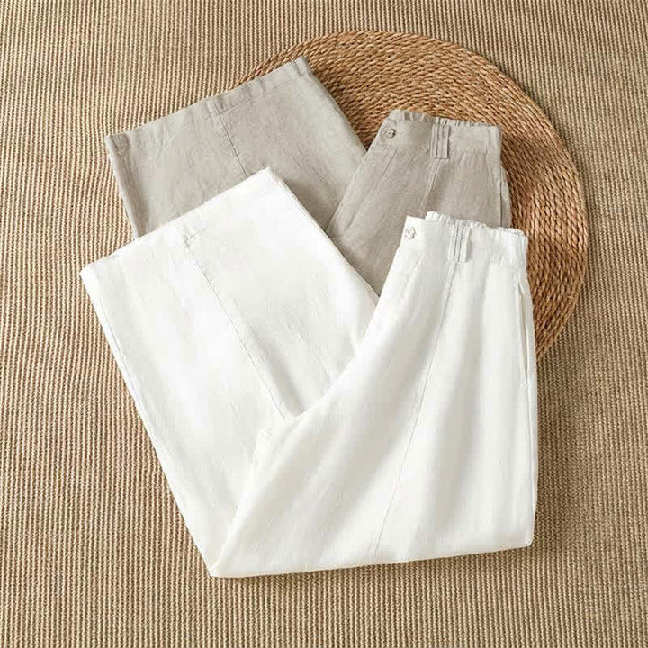 Buddha Stones Pantalon ample à jambes larges avec fermeture éclair, coupe décontractée printemps-été, et poches. - image 17