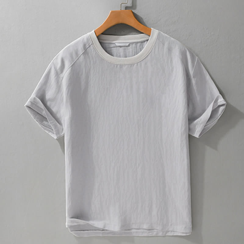 Buddha Stones T-shirts à manches courtes pour hommes, style décontracté d'été, effet vintage, délavé, unis - image 7