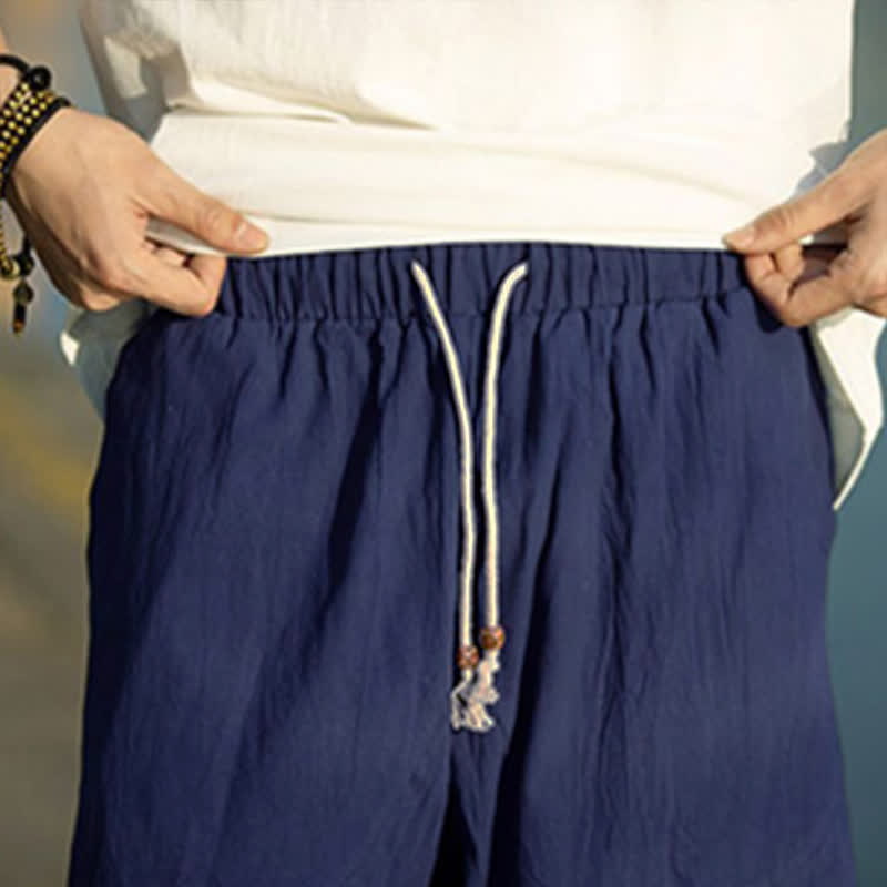Pantalon d'été pour homme, coupe simple, plissé, cordon de serrage, longueur 7-8, avec poches, motif Buddha Stones - image 20