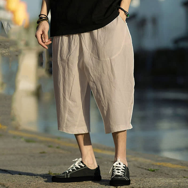 Pantalon d'été pour homme, coupe simple, plissé, cordon de serrage, longueur 7-8, avec poches, motif Buddha Stones - Tanné - US/UK/AU46，EU56 (5XL) - image 10