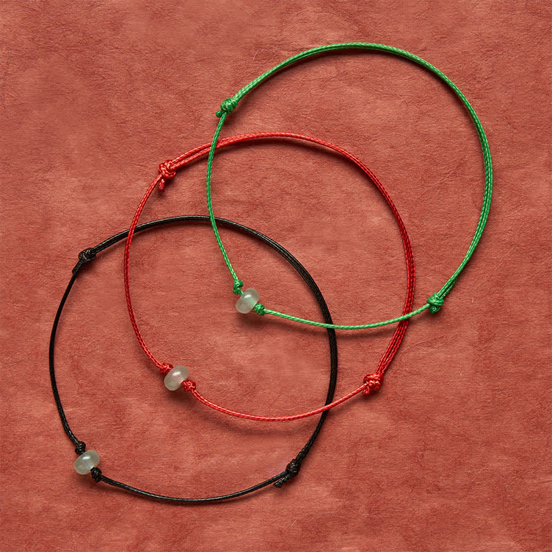 Buddha Stones Bracelet minimaliste de protection en aventurine verte tressée rouge - image 12