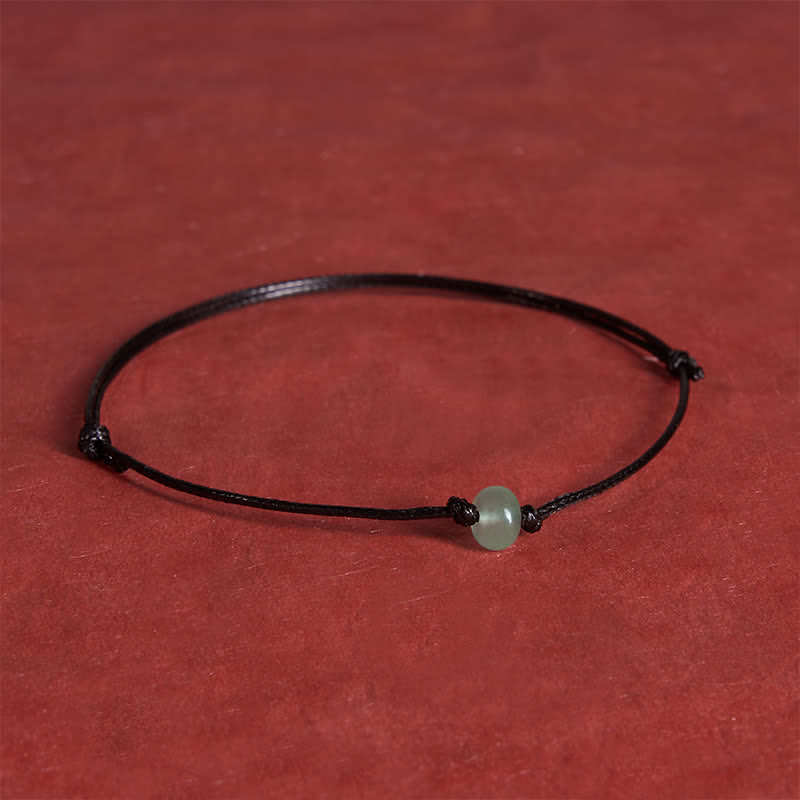Buddha Stones Bracelet minimaliste de protection en aventurine verte tressée rouge - Roue de perles (Tour de poignet : 6,3–7,1 po/16–18 cm) - Corde noire - image 9