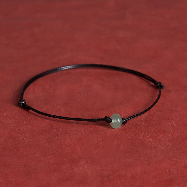 Buddha Stones Bracelet minimaliste de protection en aventurine verte tressée rouge - Roue de perles (Tour de poignet : 6,3–7,1 po/16–18 cm) - Corde noire - image 9