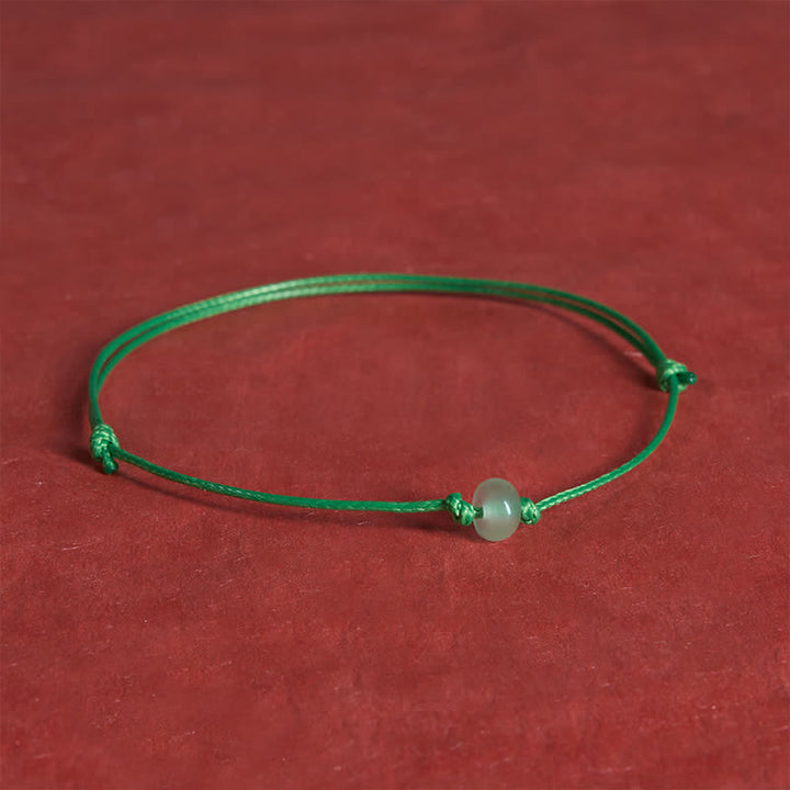Buddha Stones Bracelet minimaliste de protection en aventurine verte tressée rouge - Roue de perles (Tour de poignet : 6,3–7,1 po/16–18 cm) - Cordon vert - image 3