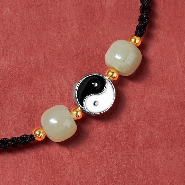 Buddha Stones Bracelet d'équilibre en alliage Yin Yang, perles de jade Hetian et cordon rouge - image 16