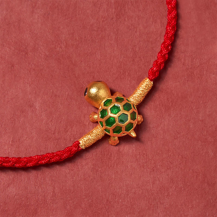 Buddha Stones Bracelet porte-bonheur en forme de tortue rouge tressée - image 5