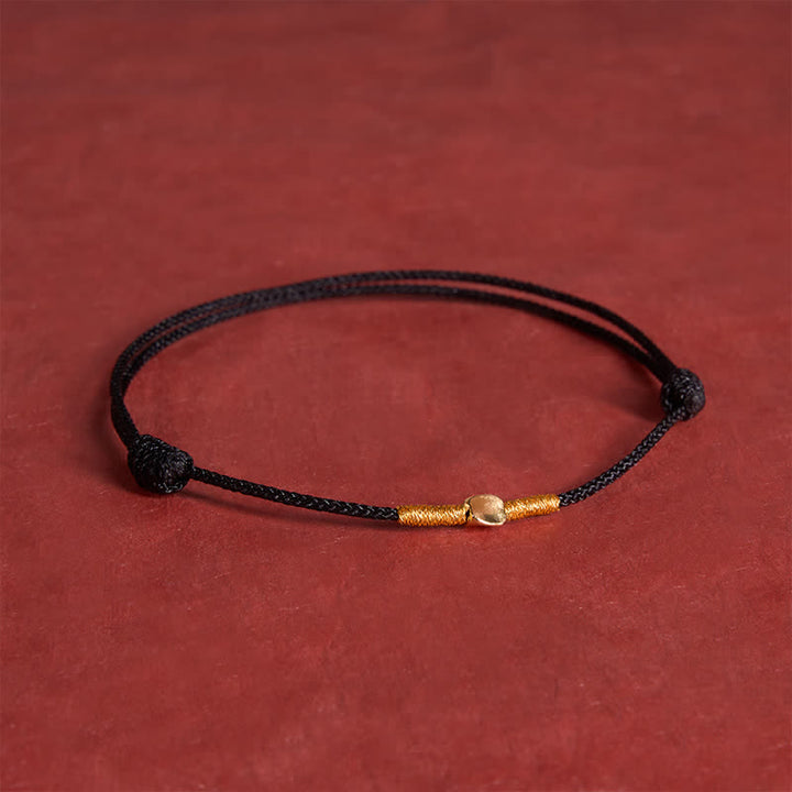 Buddha Stones Bracelet de protection en argent sterling 925 avec perle dorée et corde tressée - Noir (Tour de poignet : 16-18 cm) - image 9