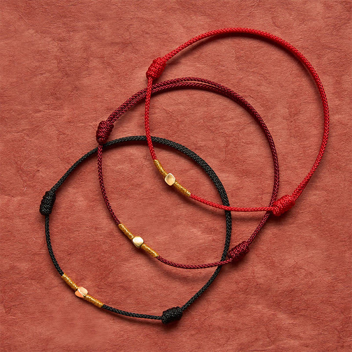 Buddha Stones Bracelet de protection en argent sterling 925 avec perle dorée et corde tressée - image 12