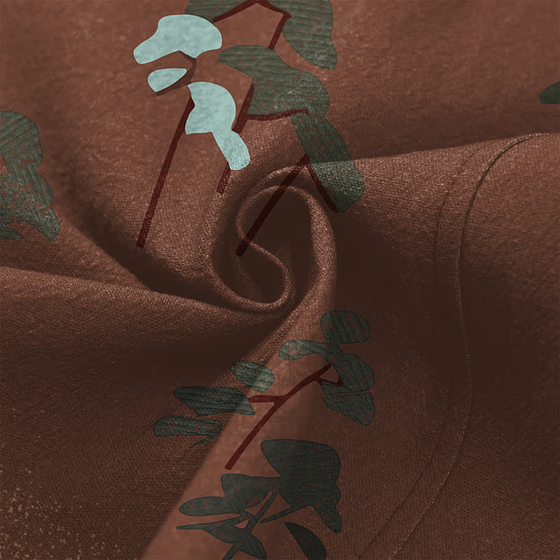 Buddha Stones Kimono pour homme ouvert sur le devant, en coton blanc à motif de grues et de vagues. - image 5
