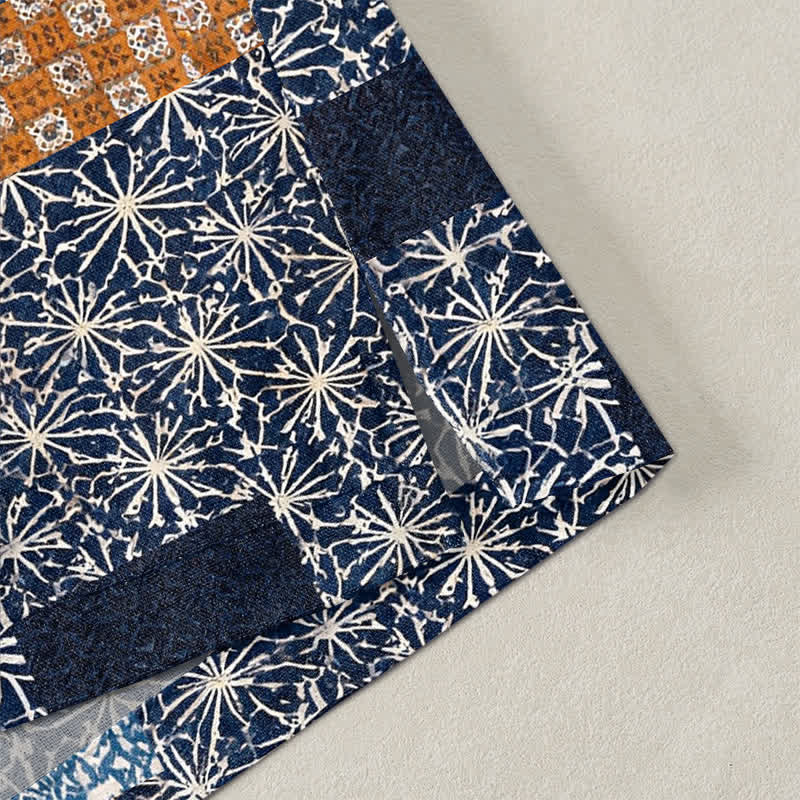 Buddha Stones Kimono pour homme en patchwork de coton à motif géométrique, ouvert sur le devant - image 4
