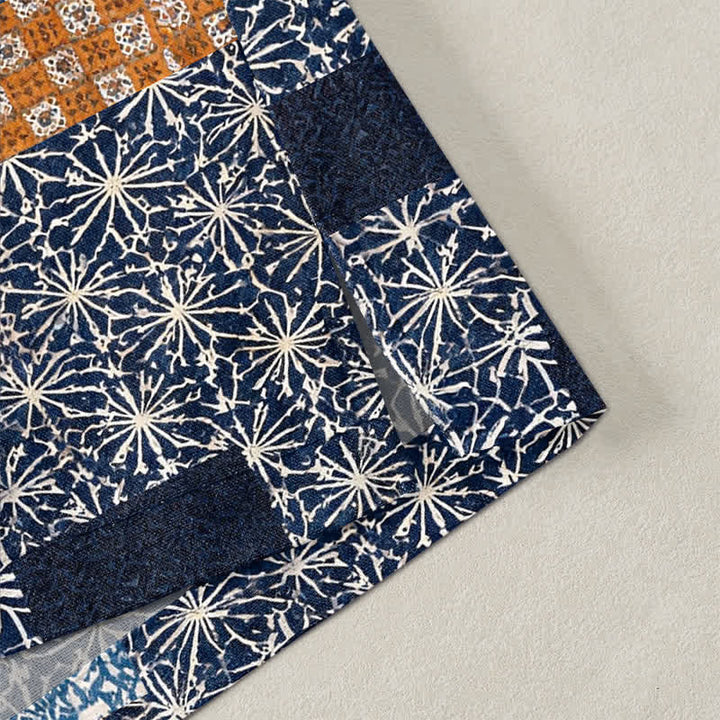 Buddha Stones Kimono pour homme en patchwork de coton à motif géométrique, ouvert sur le devant - image 4