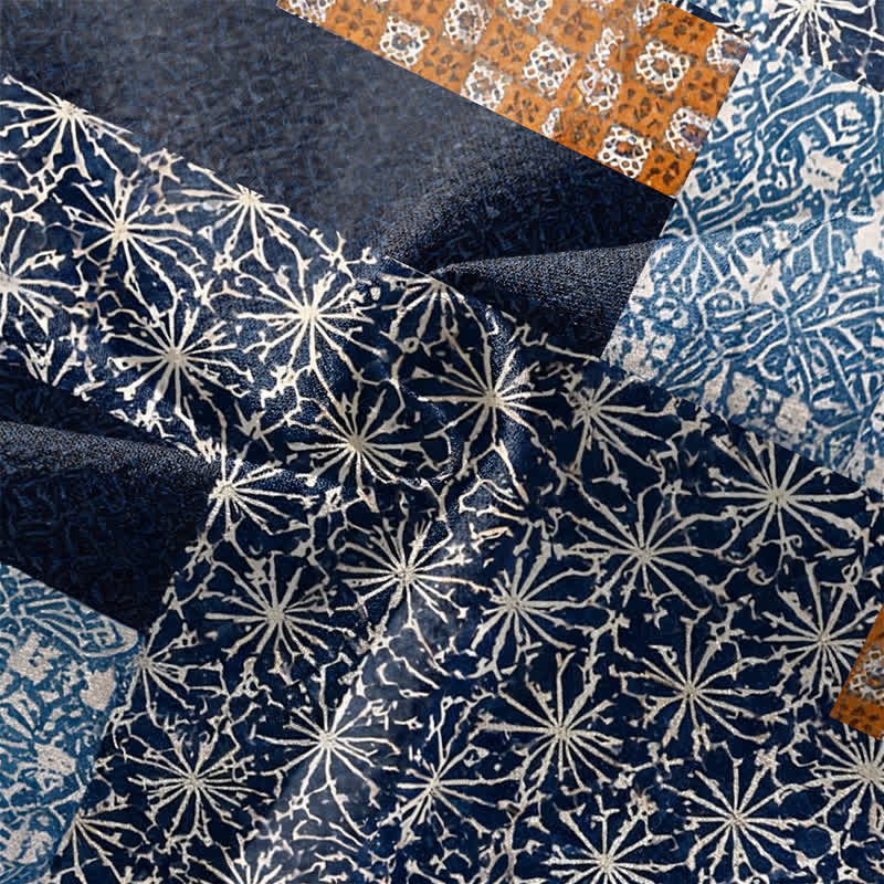 Buddha Stones Kimono pour homme en patchwork de coton à motif géométrique, ouvert sur le devant - image 5