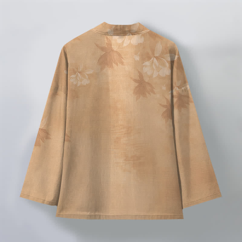 Buddha Stones Kimono pour homme en coton à motif floral discret, ouvert sur le devant - image 2