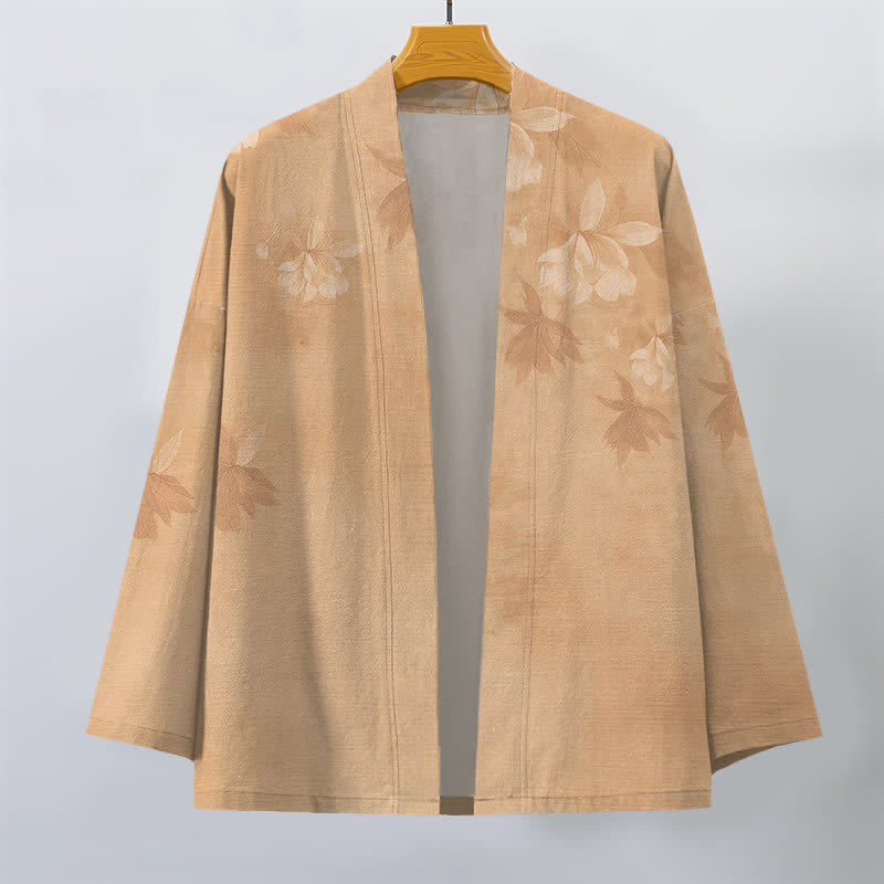 Buddha Stones Kimono pour homme en coton à motif floral discret, ouvert sur le devant - image 1