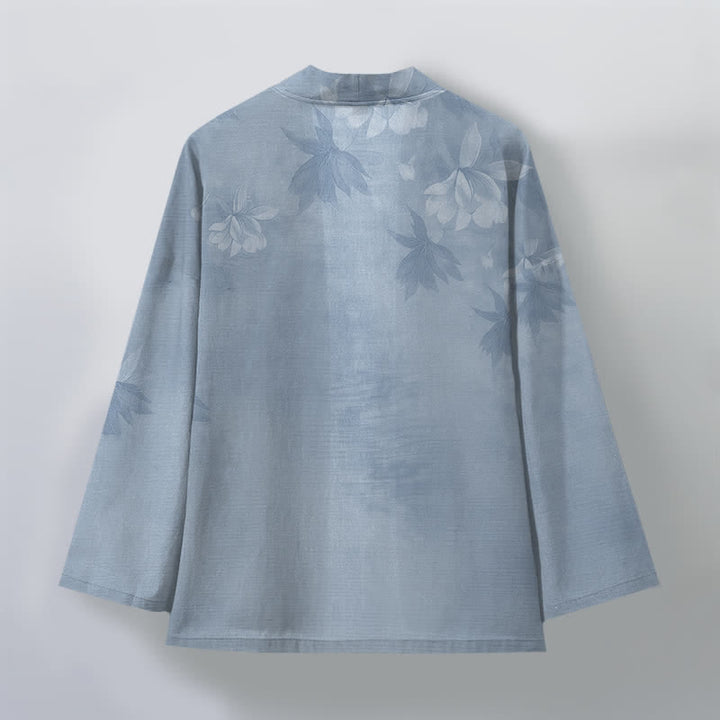 Buddha Stones Kimono pour homme en coton à motif floral discret, ouvert sur le devant - image 8