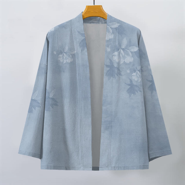 Buddha Stones Kimono pour homme en coton à motif floral discret, ouvert sur le devant - image 7