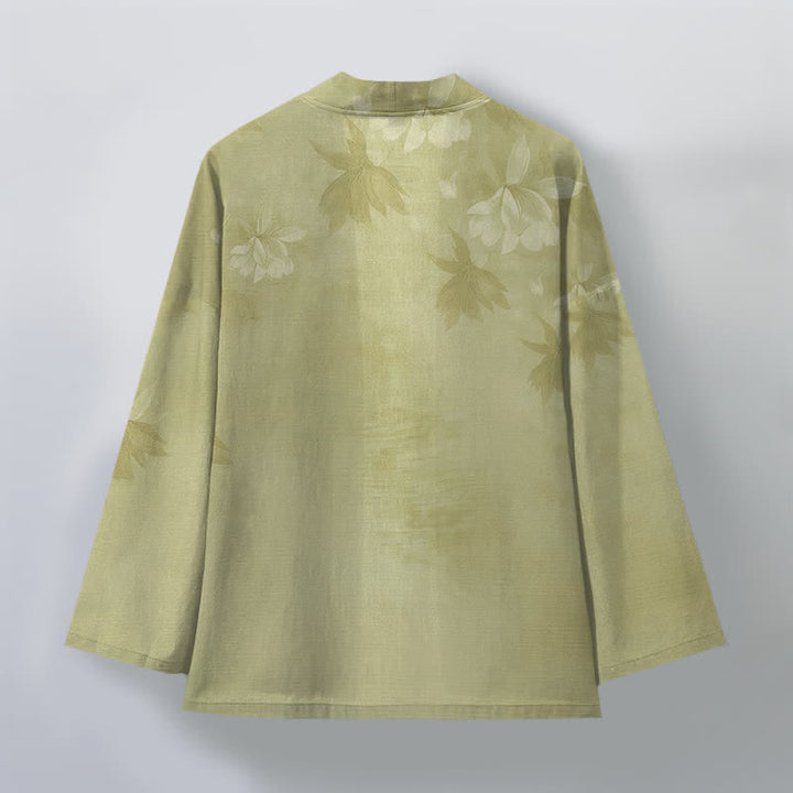 Buddha Stones Kimono pour homme en coton à motif floral discret, ouvert sur le devant - image 11
