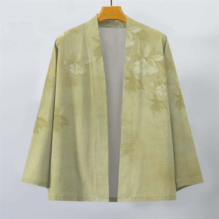 Buddha Stones Kimono pour homme en coton à motif floral discret, ouvert sur le devant - image 10