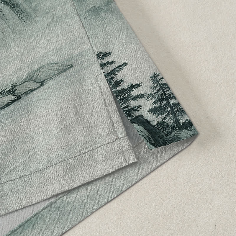 Buddha Stones Kimono pour homme à motif paysage de montagnes de bambous et d'encre de coton, ouvert sur le devant - image 4