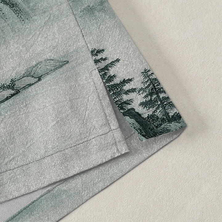 Buddha Stones Kimono pour homme à motif paysage de montagnes de bambous et d'encre de coton, ouvert sur le devant - image 4