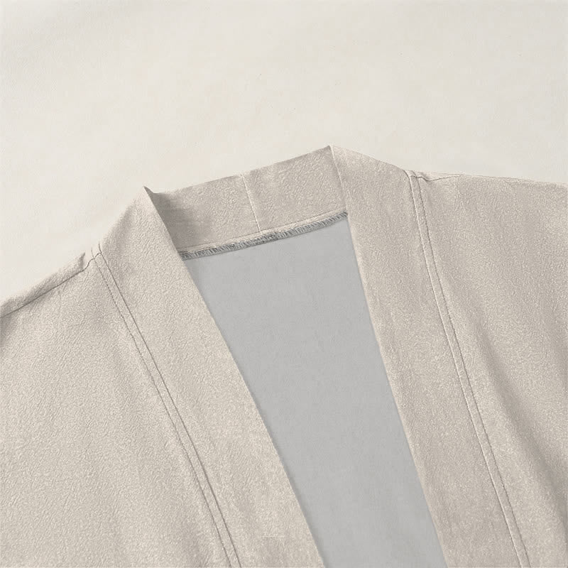 Buddha Stones Kimono pour homme en coton à motif de carpes koï et de vagues, ouvert sur le devant - image 3