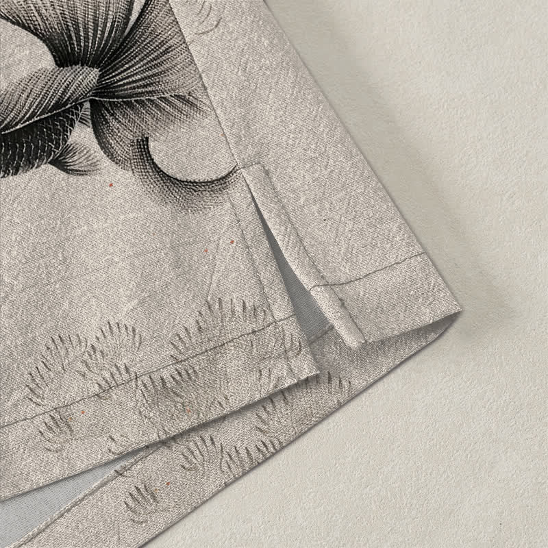 Buddha Stones Kimono pour homme en coton à motif de carpes koï et de vagues, ouvert sur le devant - image 4