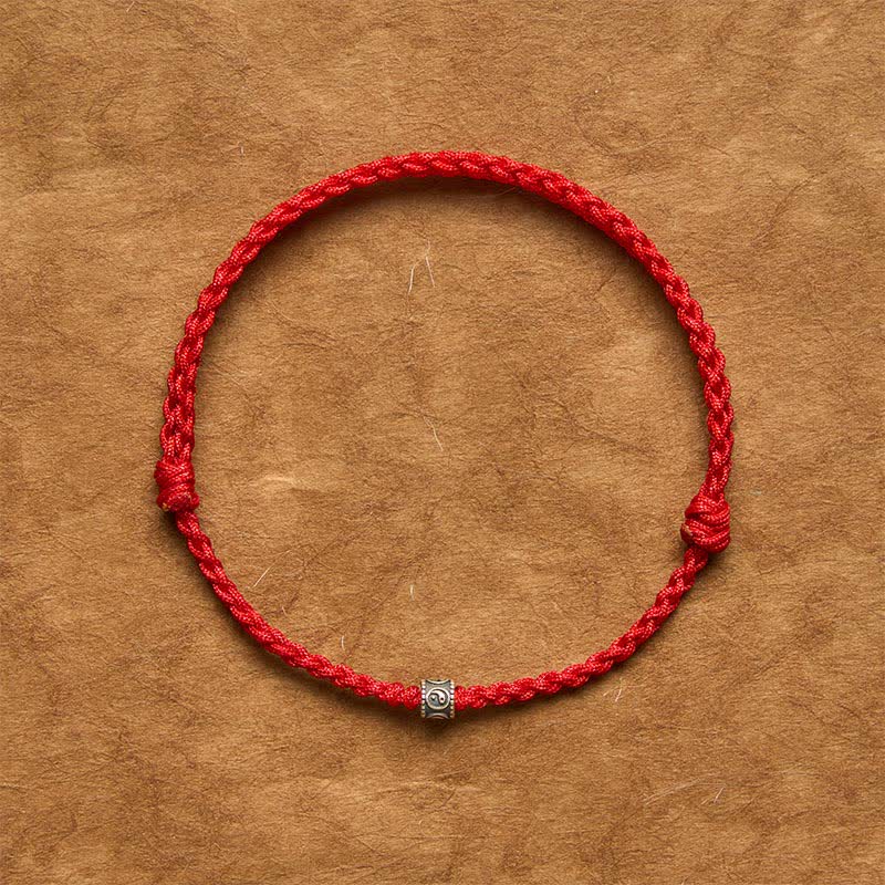 Buddha Stones Bracelet de cheville de protection Yin Yang en argent sterling 925 avec cordon noir et rouge - image 1