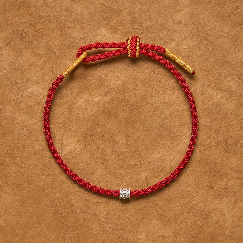 Buddha Stones Bracelet minimaliste de protection pour pièces de monnaie chinoises en argent sterling 925 avec cordon noir et rouge - image 1