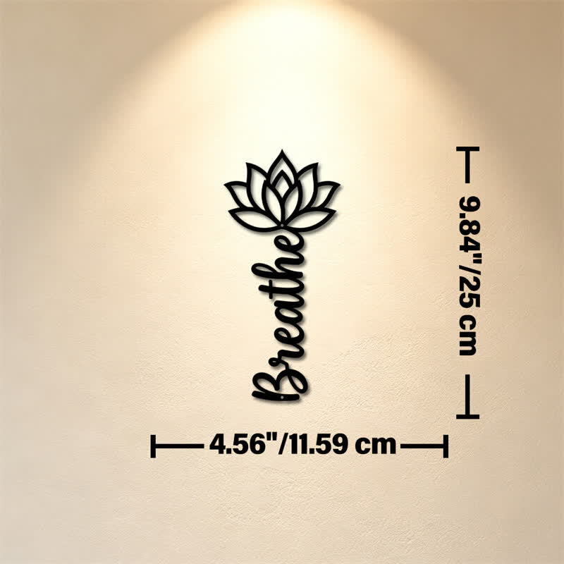 Buddha Stones Lotus Breathe, nouveaux départs, art mural vertical en fer forgé, symboles significatifs - Dimensions approximatives : 11,59 cm x 25 cm x 0,1 cm / 4,56 po x 9,84 po x 0,04 po - image 2