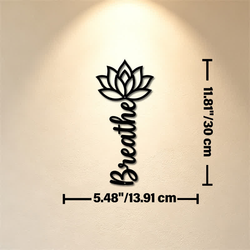 Buddha Stones Lotus Breathe, nouveaux départs, art mural vertical en fer forgé, symboles significatifs - Dimensions approximatives : 13,91 cm x 30 cm x 0,1 cm / 5,48 po x 11,81 po x 0,04 po - image 4