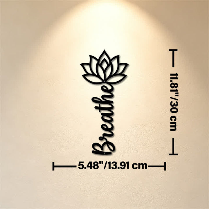 Buddha Stones Lotus Breathe, nouveaux départs, art mural vertical en fer forgé, symboles significatifs - Dimensions approximatives : 13,91 cm x 30 cm x 0,1 cm / 5,48 po x 11,81 po x 0,04 po - image 4