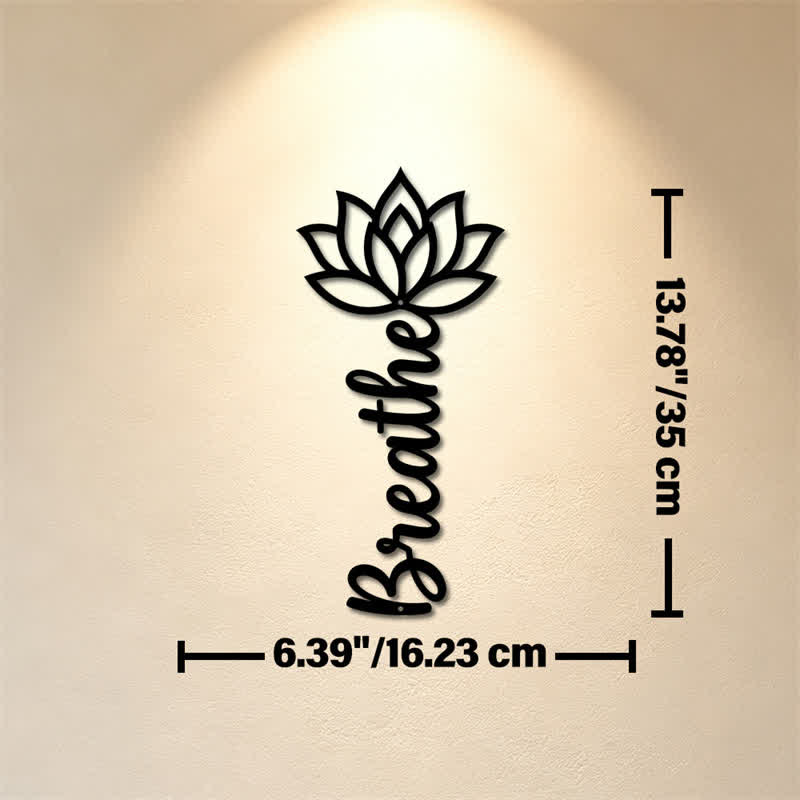 Buddha Stones Lotus Breathe, nouveaux départs, art mural vertical en fer forgé, symboles significatifs - Dimensions approximatives : 16,23 cm x 35 cm x 0,1 cm / 6,39 po x 13,78 po x 0,04 po - image 6